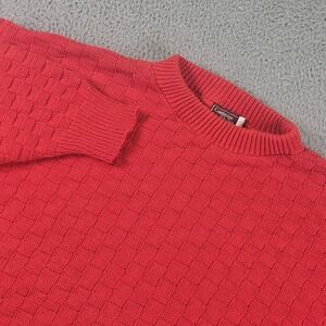 Cambridge Classics Sweater Mens XL Red Basketweave Knit Crewneck Cotton Made USA